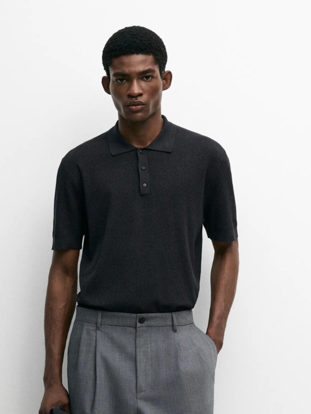 100% cotton button-collar polo shirt